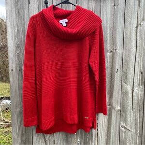 Calvin Klein Scoop Neck Red Knit Sweater L‎